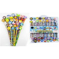36pcs PIECE PENCIL SET with Funky Animal Erasers Children's Kids Stationary Set