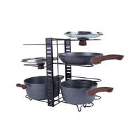 56cm Kitchen Pot/Pan/Lid Holder Cupboard Double Organiser Rac - Black