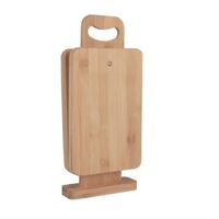 4pc Bamboo 22x14cm Chopping Block/Cutting Board Set w/ Display Stand - Brown