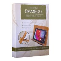 Bamboo 28x20cm Adjustable Stand Holder Organiser Rack for Book/iPad Tablet - Brown