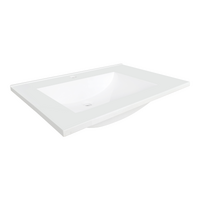 600mm SMC Composite Basin Above Counter Sink - Single Tap Hole - White Gloss