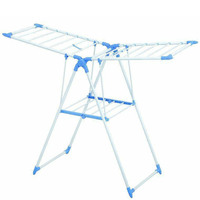 Foldable 2 Tier Blue Aluminium Clothes Drying Airing Rack Stand Adjustable