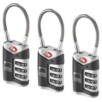 3x Lewis N. Clark TSA Approved Easy Set Combination Luggage Lock w Steel Cable