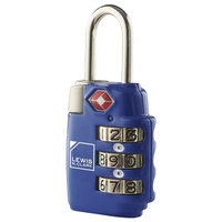 1x Lewis N Clark TSA Approved Combination Lock Travel Luggage Padlock - Blue