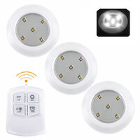 Set of 3 Wireless Remote Control LED SMD Lights Drawer Cabinet Cupboard