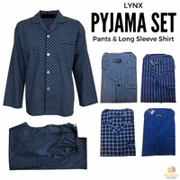 LYNX Pyjamas PJs SET Mens Long Sleeve Shirt & Pants Cotton Rich Pajamas