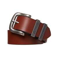 Mens Metal Loop Genuine Buffalo Leather Belt Dual Size - Brown