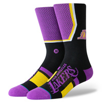 NBA Men's Los Angeles LA Lakers Basketball Shortcut Crew Socks Sports - Purple