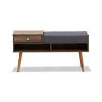 Designer Cabinet Bench Storage with Seat Wooden Shelf Hallway Cupboard - Walnut