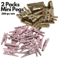 200pc Set 25mm Mini Wooden Pegs Craft Scrapbook Shower Clothes Pin