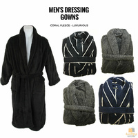 Men's Luxurious Bathrobe Dressing Gown Coral Fleece Nightwear Supersoft Sleepwear