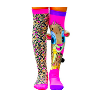 Cheeky Cheetah Girl’s Long Knee High Socks -  Toddlers Pair -  Pink/Brown