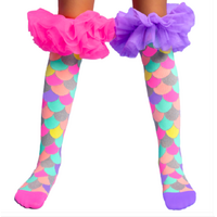 MADMIA Mermaid Frills Girl's Long Knee High Socks - Toddler Unisex - Pink/Purple
