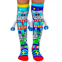 MADMIA Robot Boy’s Long Knee High Socks - Toddlers Unisex Pair -  Blue