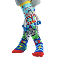 MADMIA Robot Kids & Adults Long Knee High Socks - Boy’s Unisex Pair - Blue