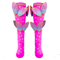 MADMIA Butterfly Kids & Adults Long Knee High Socks - Girl’s Pair - Pink