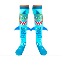 MADMIA Shark Socks Boy’s Long Knee High Socks - Kids & Adults Pair - Blue