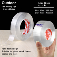 Clear Mounting Tape Nano Tape Adhesive 30mm x 1/3/5 Metres