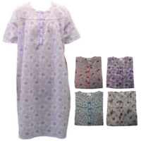 Women's 100% Cotton Short Sleeve Nightie Gown Night Sleepwear Pyjamas PJ Pajamas