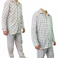 Mens Cotton Pajamas Pyjamas PJs Long Sleeve Shirt Tops + Pants Set Sleepwear