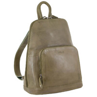 Milleni Women Ladies Italian Leather Backpack Girl School Travel Bag Pack Olive