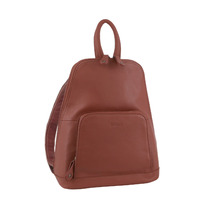 Milleni Ladies Backpack Leather Twin Zip Rucksack School Shoulder Bag - Rose