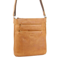 Milleni Womens Italian Leather Bag Soft Nappa Leather Cross-Body Travel - Caramel