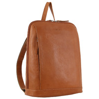 Milleni Ladies Backpack Shoulder Bag Nappa Leather Womens Rucksack - Cognac