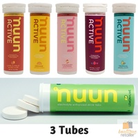 NUUN Electrolyte Active Hydration Tabs Sports Drink 3 Tubes 30 Tablets Bulk Pack