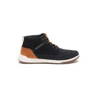 Caterpillar Mens Quest Mid Suede Leather Sneakers Casual Fashion Shoes - Black/Pumpkin Spice Marron Fonce
