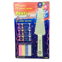 PARTY CANDLES Set w Cake Server Decorations Candle Holders Kit Topper Birthday