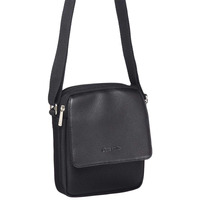 Pierre Cardin Mens Soft Italian Leather Business/ Travel Cross Body Bag - Black
