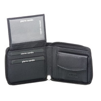 Pierre Cardin Mens Genuine Leather Zip Around Wallet w/ RFID Guard - Black
