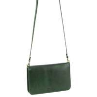 Pierre Cardin Ladies Clutch Leather Wallet Purse Cross Body Bag RFID Protected - Emerald
