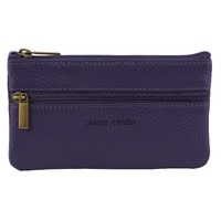 Pierre Cardin Ladies Womens Genuine Leather RFID Coin Purse Wallet - Purple