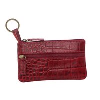 Pierre Cardin Ladies Womens Genuine Leather RFID Coin Purse Wallet - Red Croc