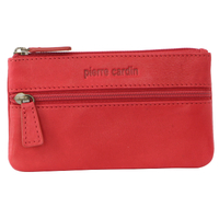 Pierre Cardin Ladies Womens Genuine Leather RFID Coin Purse Wallet - Red
