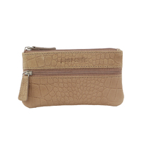 Pierre Cardin Ladies Womens Genuine Leather RFID Coin Purse Wallet - Taupe (Croc)