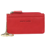 Pierre Cardin Womens Soft Italian Leather Coin Purse Holder Wallet - Red