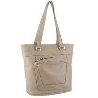 Pierre Cardin Soft Italian Leather Handbag Bag Tote Shoulder Messenger - Taupe
