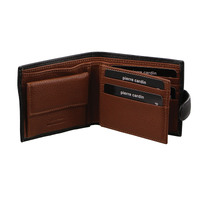 Pierre Cardin Men's Italian Leather Two Tone Wallet Credit Card Holder - Black Cognac 