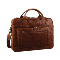 Pierre Cardin Italian Leather Business 15" Laptop Bag Briefcase Messenger Bag - Chestnut