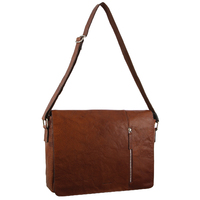 Pierre Cardin Rustic Leather Bag Computer Messenger Business Travel - Chestnut