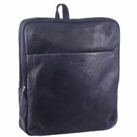 Pierre Cardin Rustic Large Leather Backpack Bag Rucksack Men Women - Midnight