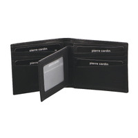 Pierre Cardin Mens Rustic Leather Bi-Fold Wallet Card Holder - Black