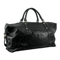Pierre Cardin Rustic Leather Business Overnight Bag Unisex Duffle Bag Travel - Black