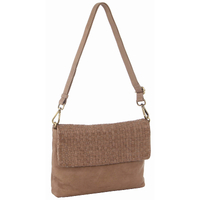 Pierre Cardin Womens Woven Leather Flap Cross-Body Bag/Clutch - Taupe