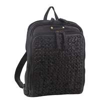 Pierre Cardin Woven Leather Ladies Backpack Bag - Black