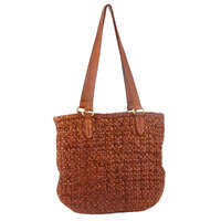 Pierre Cardin Woven Leather Ladies Shoulder Bag Travel Carry - Cognac