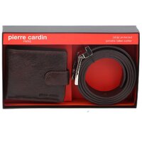 Pierre Cardin Mens RFID Wallet & Belt Gift Set - Chestnut